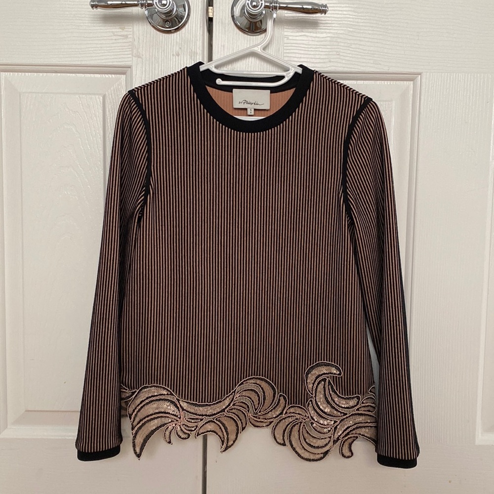 3.1 Phillip Lim - mauve pink striped sequin sweater